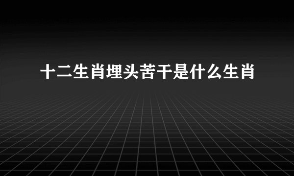 十二生肖埋头苦干是什么生肖