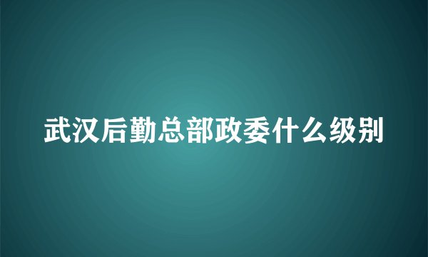 武汉后勤总部政委什么级别