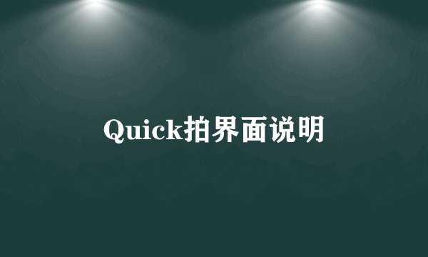 Quick拍界面说明
