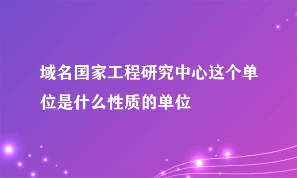 域名国家工程研究中心这个单位是什么性质的单位