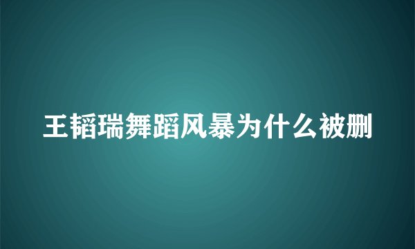 王韬瑞舞蹈风暴为什么被删