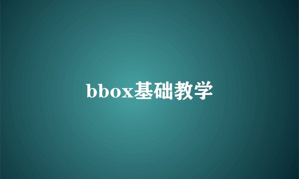 bbox基础教学