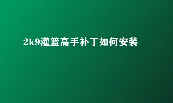 2k9灌篮高手补丁如何安装