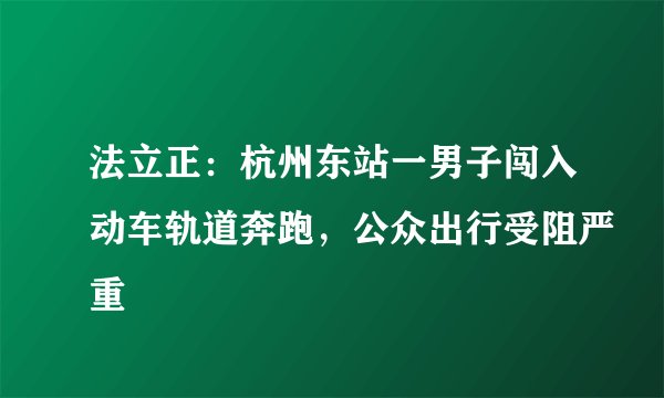 法立正：杭州东站一男子闯入动车轨道奔跑，公众出行受阻严重