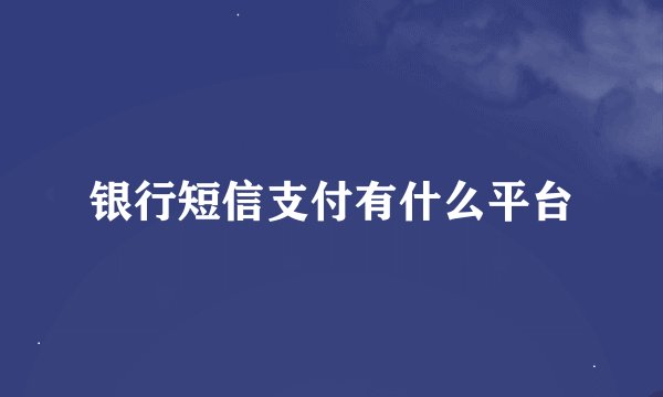银行短信支付有什么平台