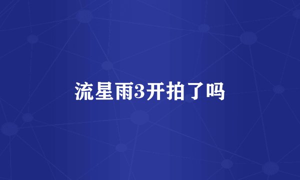 流星雨3开拍了吗