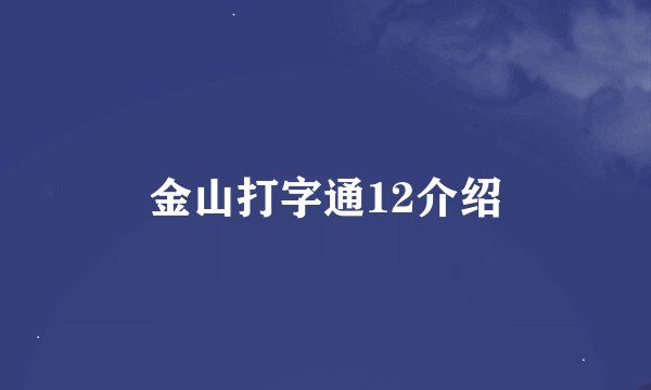 金山打字通12介绍