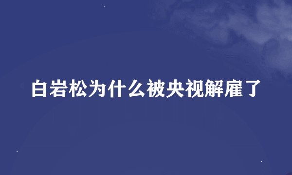 白岩松为什么被央视解雇了