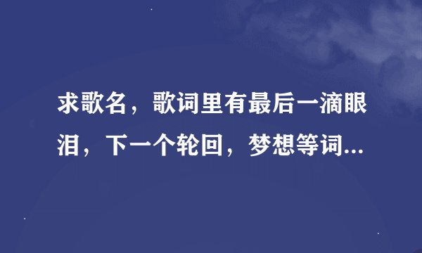 求歌名，歌词里有最后一滴眼泪，下一个轮回，梦想等词，是一个男的唱的，曲风应该是属于轻缓忧伤的，谢谢