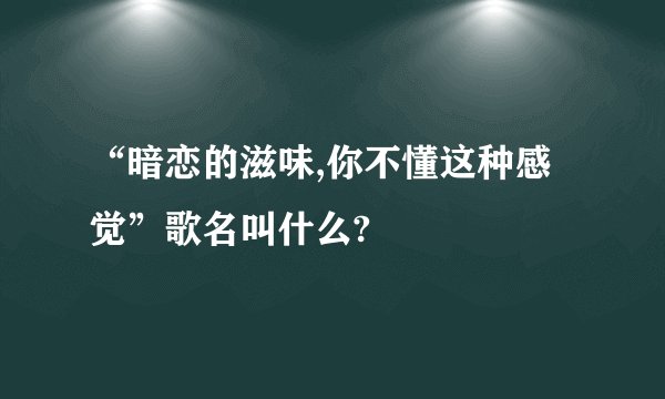 “暗恋的滋味,你不懂这种感觉”歌名叫什么?
