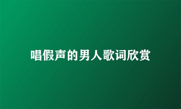 唱假声的男人歌词欣赏