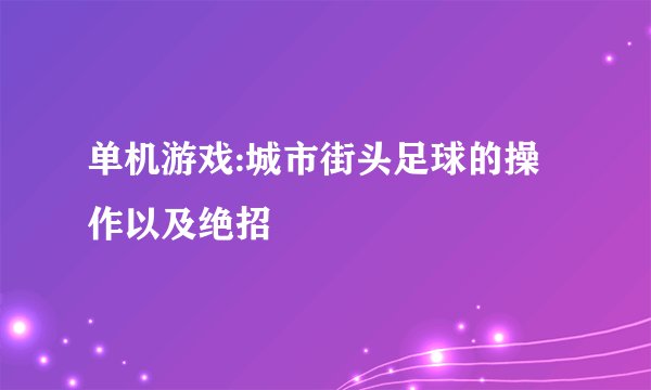 单机游戏:城市街头足球的操作以及绝招