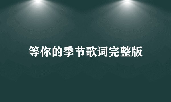 等你的季节歌词完整版