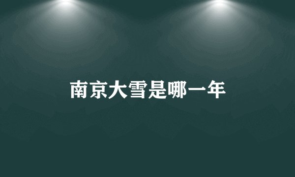 南京大雪是哪一年
