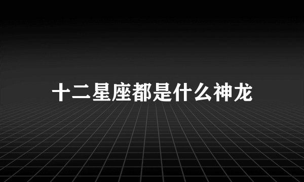 十二星座都是什么神龙
