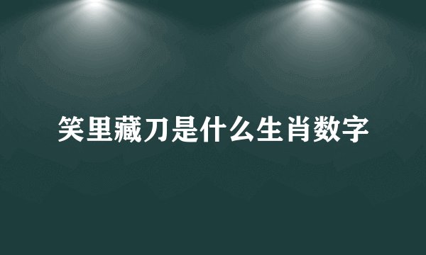 笑里藏刀是什么生肖数字