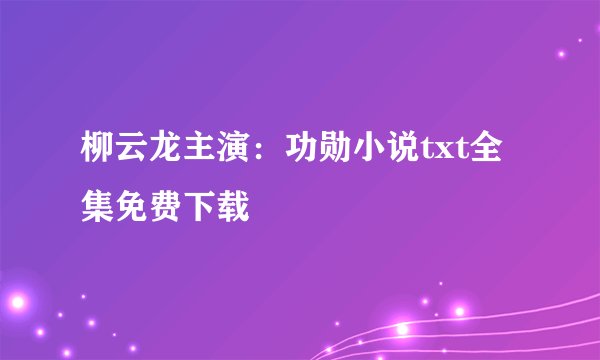 柳云龙主演：功勋小说txt全集免费下载