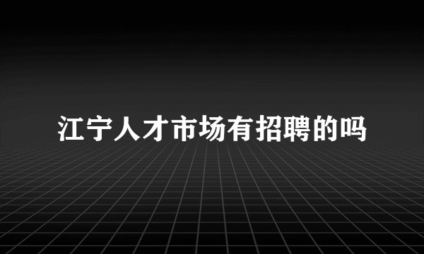江宁人才市场有招聘的吗