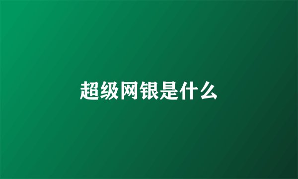 超级网银是什么