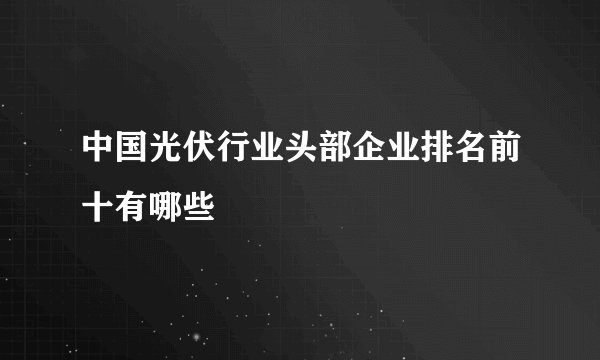 中国光伏行业头部企业排名前十有哪些