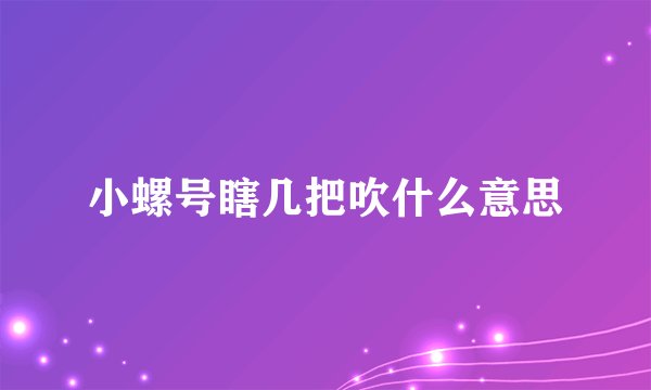 小螺号瞎几把吹什么意思