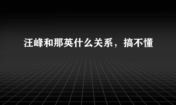 汪峰和那英什么关系，搞不懂