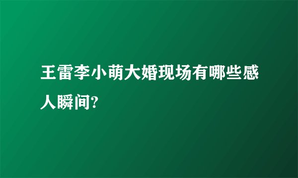 王雷李小萌大婚现场有哪些感人瞬间?