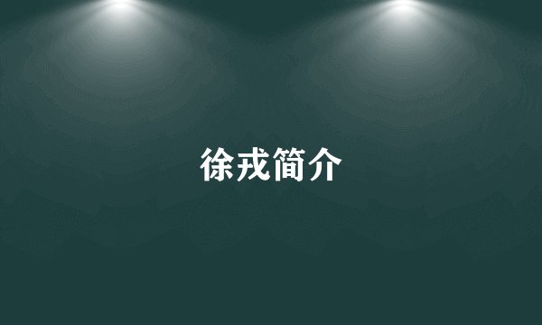 徐戎简介