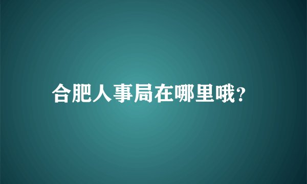 合肥人事局在哪里哦？