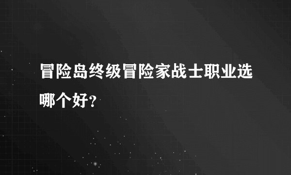 冒险岛终级冒险家战士职业选哪个好？