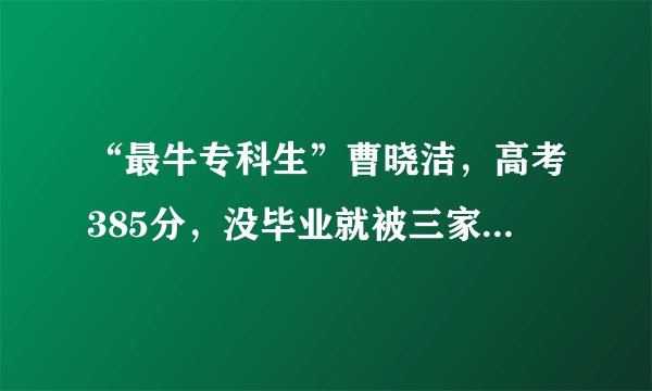 “最牛专科生”曹晓洁,高考385分,没毕业就被三家跨国公司疯抢