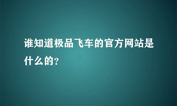 谁知道极品飞车的官方网站是什么的？
