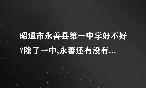 昭通市永善县第一中学好不好?除了一中,永善还有没有好的高中?