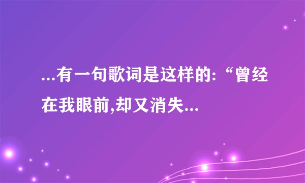 ...有一句歌词是这样的:“曾经在我眼前,却又消失不见...”谁知道是那...