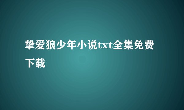挚爱狼少年小说txt全集免费下载