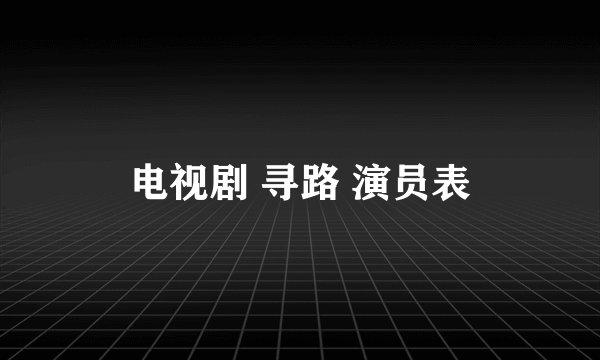 电视剧 寻路 演员表