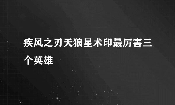 疾风之刃天狼星术印最厉害三个英雄