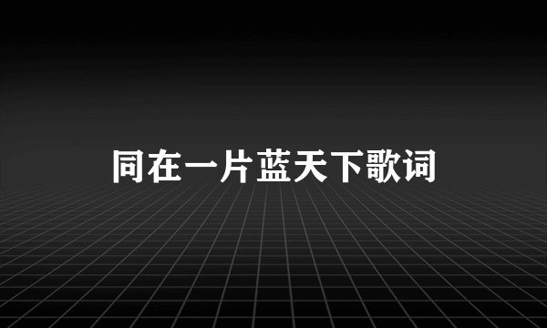 同在一片蓝天下歌词