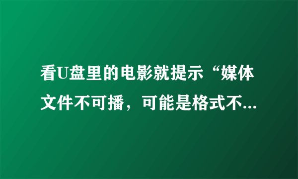 看U盘里的电影就提示“媒体文件不可播，可能是格式不正确或缺少相关解码器”
