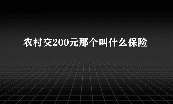 农村交200元那个叫什么保险