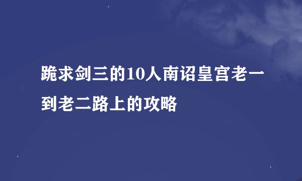 跪求剑三的10人南诏皇宫老一到老二路上的攻略