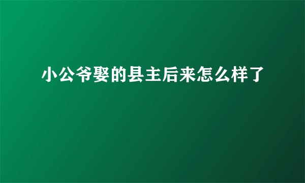 小公爷娶的县主后来怎么样了