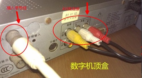怎样使用机顶盒的av线连接电视？