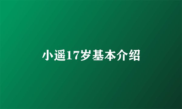 小遥17岁基本介绍