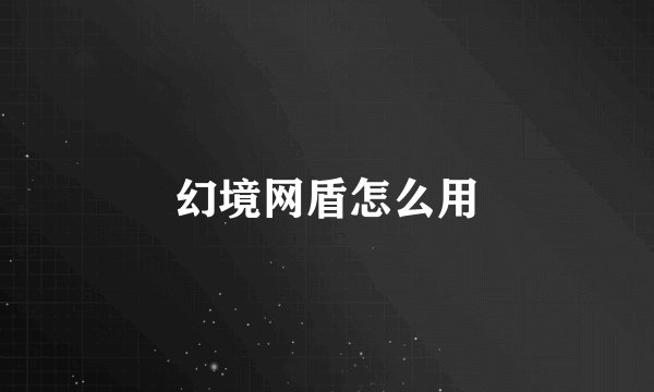 幻境网盾怎么用
