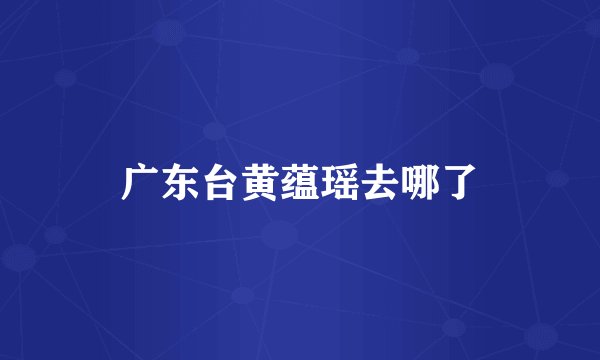 广东台黄蕴瑶去哪了