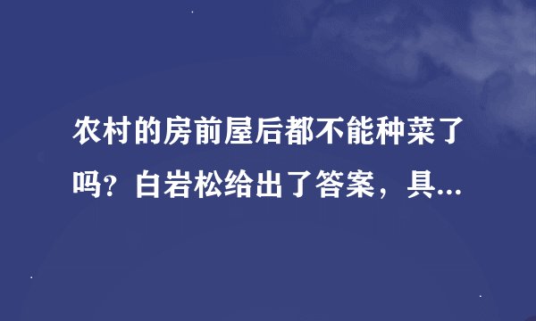 农村的房前屋后都不能种菜了吗？白岩松给出了答案，具体是什么？