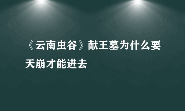 《云南虫谷》献王墓为什么要天崩才能进去