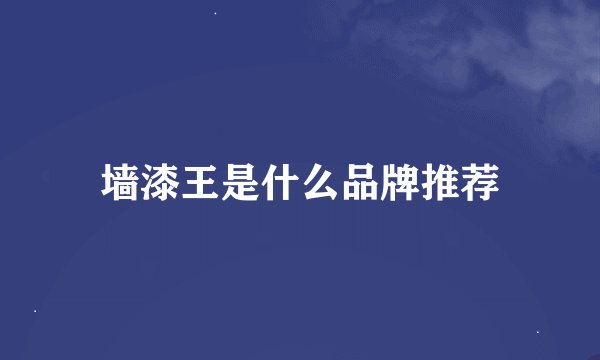 墙漆王是什么品牌推荐