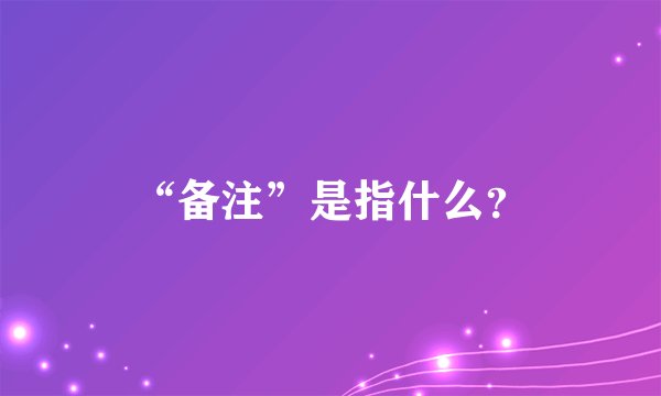 “备注”是指什么？
